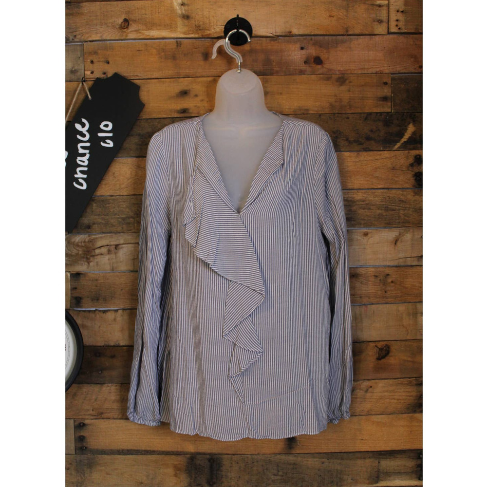 SALE-Libby. Edelman women's ruffle front long sleeve top size M